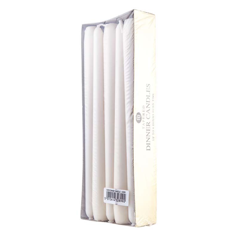 10 Pack Dinner Candle Ivory